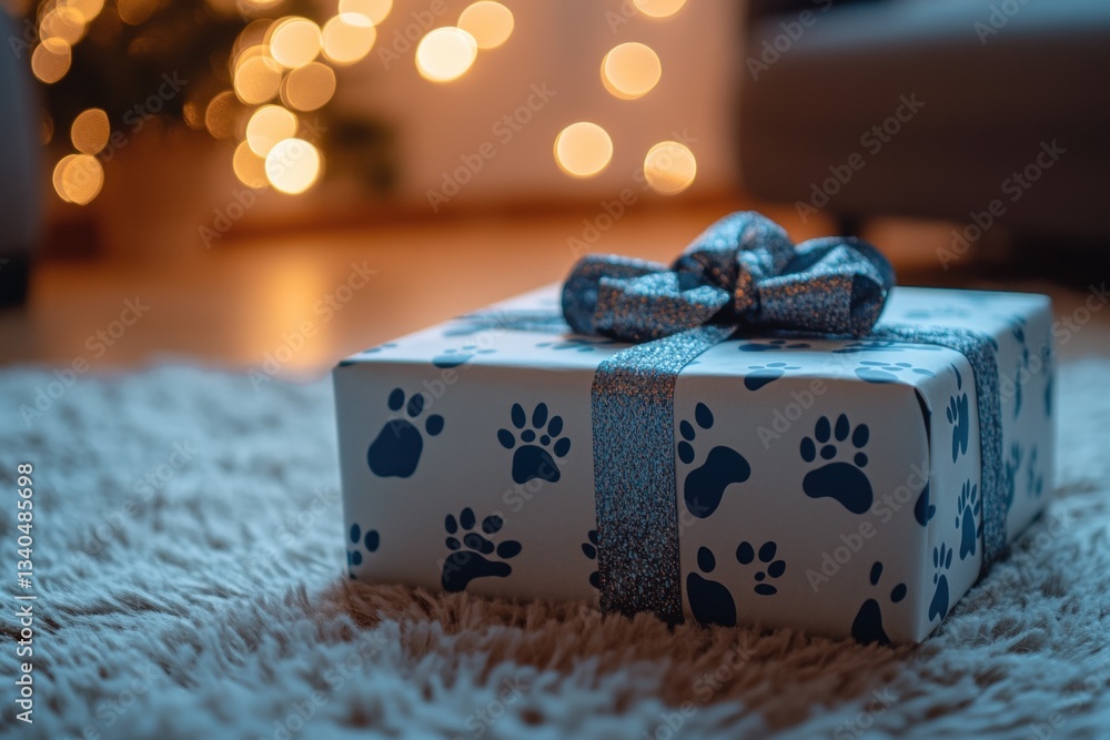 Decorative Gift Box with Paw Prints for Pet Lovers and Themed Celebrations Decorative Gift Box with Paw Prints for Pet Lovers and Themed Celebrations