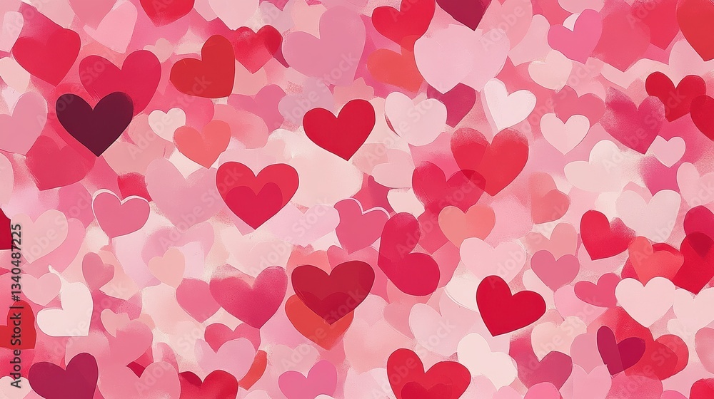 Hearts pattern, various shades of pink and red illustration Hearts pattern, various shades of pink and red illustration