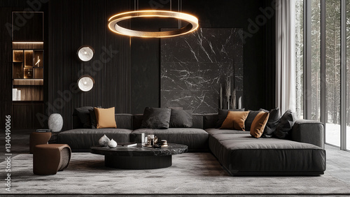 Contemporary Dark Decor with Ambient Lighting