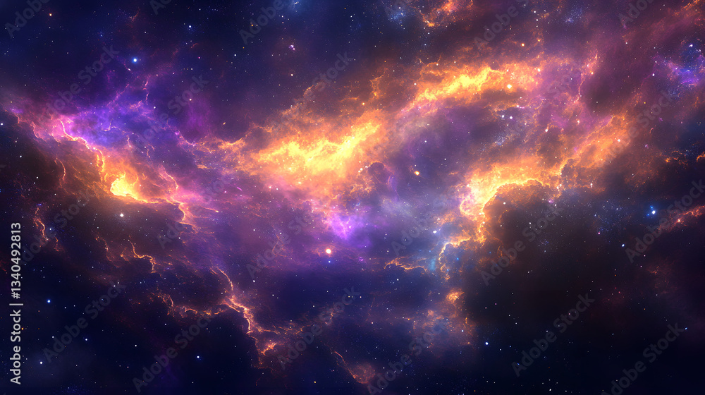Fototapeta premium Vibrant Nebula in Deep Space Cosmic Galaxy Background
