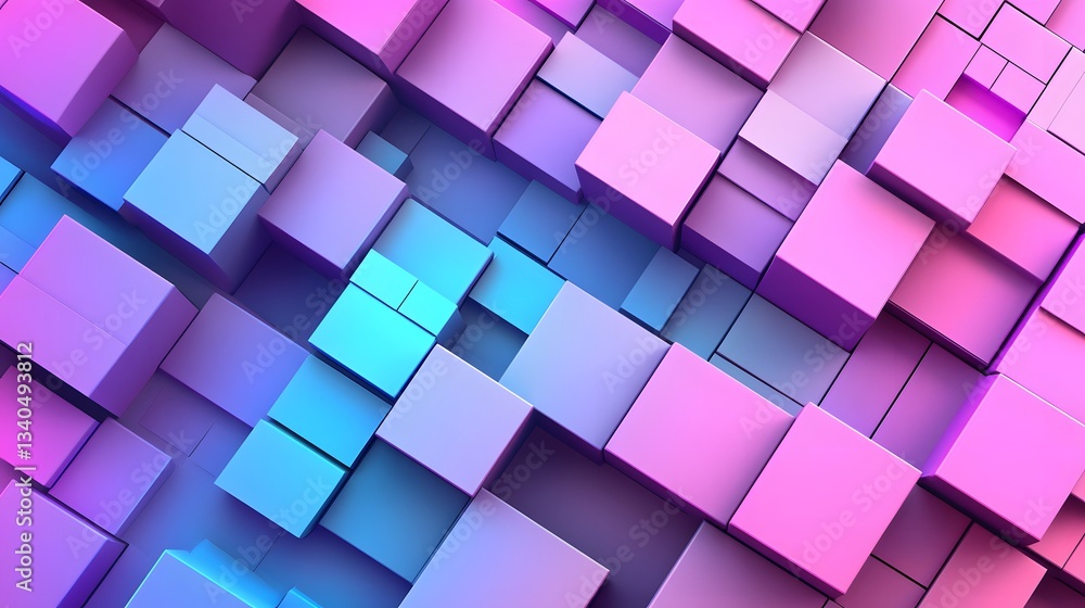 A vibrant array of cubes creates an abstract geometrical pattern A vibrant array of cubes creates an abstract geometrical pattern