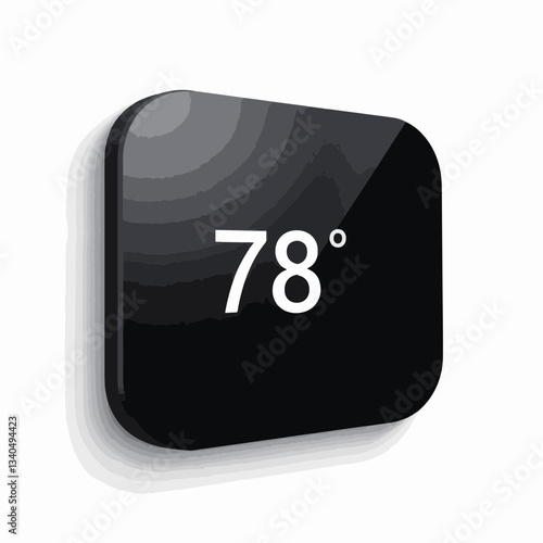 Sleek black smart thermostat displaying temperature on white background, modern technology