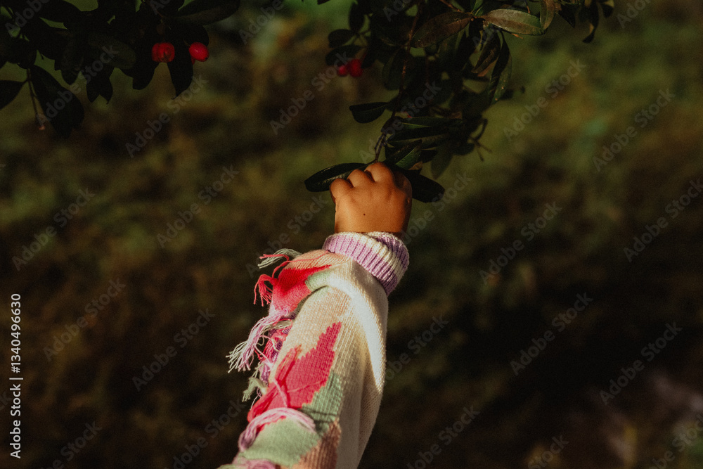 Young girl in nature exploring and playing outdoors Young girl in nature exploring and playing outdoors