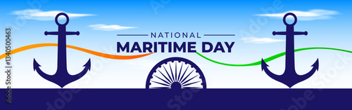 Vector illustration of Indian National Maritime Day social media template