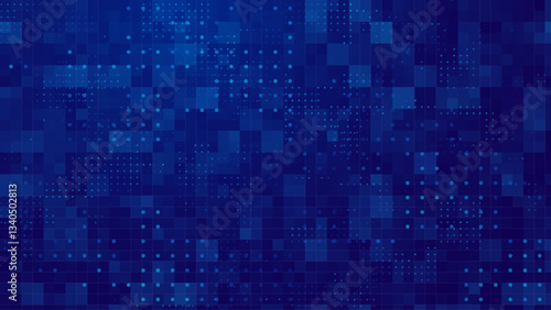 Abstract Digital Technology Futuristic Background. Square Pixels Halftone Pattern Tech Mosaic. Technology or Science Research Presentation Backdrop. Vector Illustration.