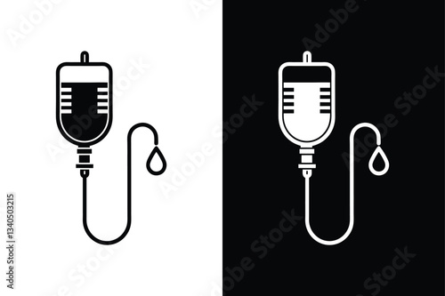 Catheter Icon Silhouette. Medical Vector Illustration in Black & White