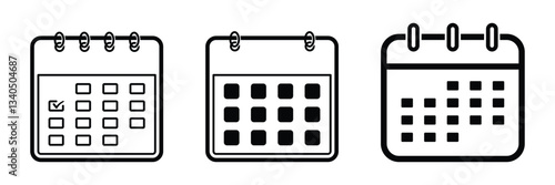Calendar flat icon set. Deadline, calendar notification, reminder organizer icons vector illustration. EPS 10