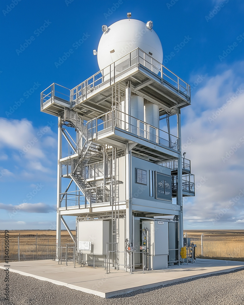 Fototapeta premium Methane greenhouse gas. Methane fossil fuels waste management. Methane capture technology at a landfill site in action.
