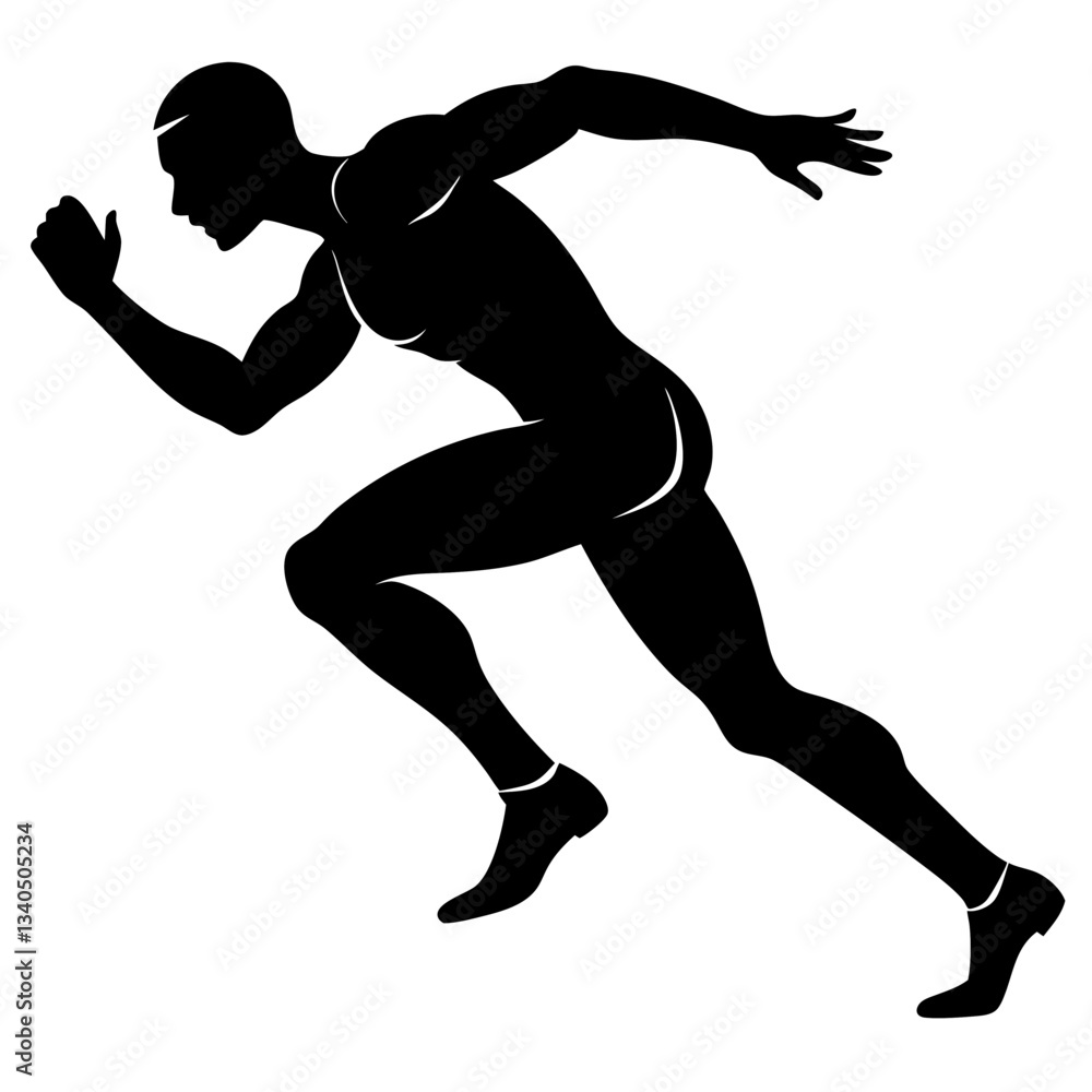 Silhouette of an athletic runner in mid-sprint, symbolizing speed, power, and determination Silhouette of an athletic runner in mid-sprint, symbolizing speed, power, and determination