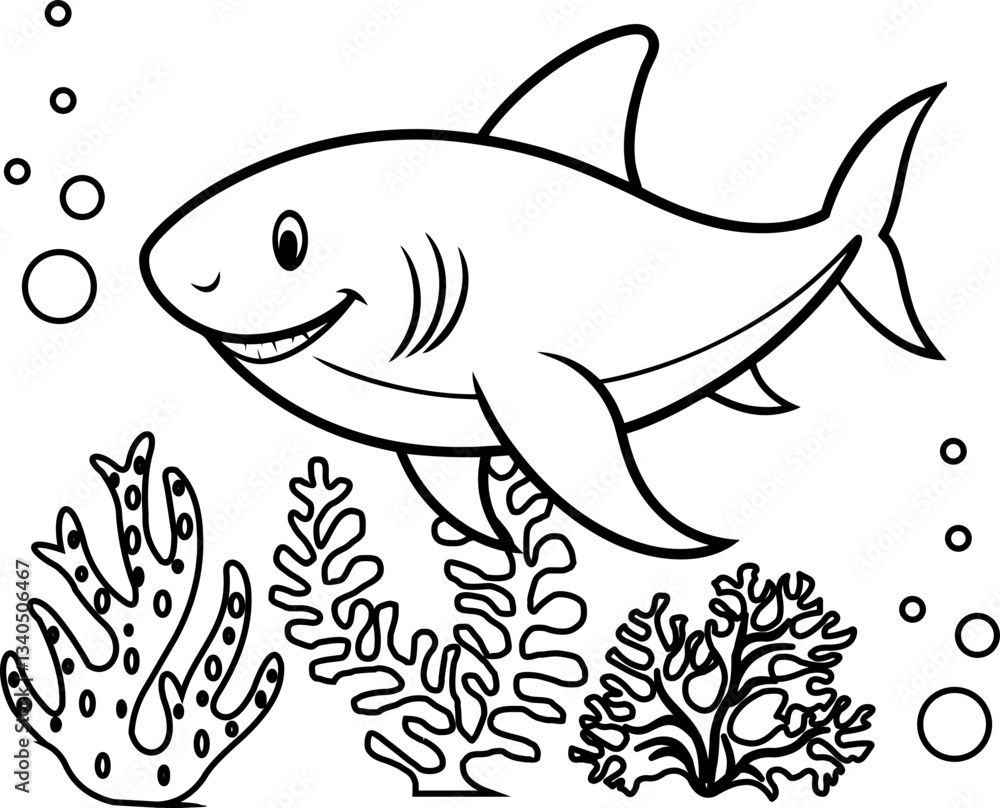 Fototapeta premium Bull Shark Coloring Page for Kids