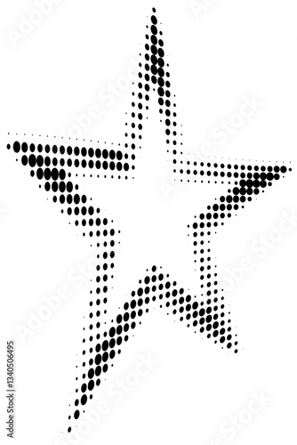 Abstract star shaped frame created with halftone dots, adding a dynamic and creative touch to visual content. Ideal for decorative pop art style retro designs.