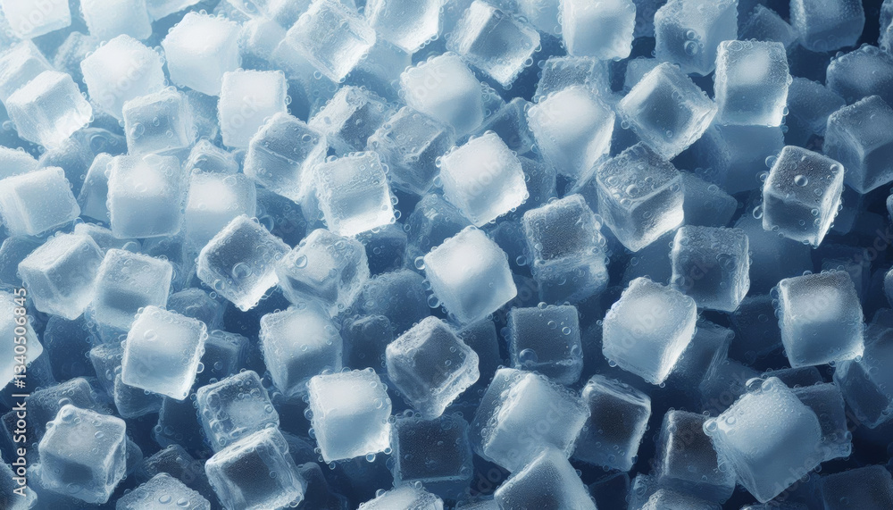 Fototapeta premium Ice cube background, drink, ice cube texture, feel the freshness and coolness of water from ice cubes.