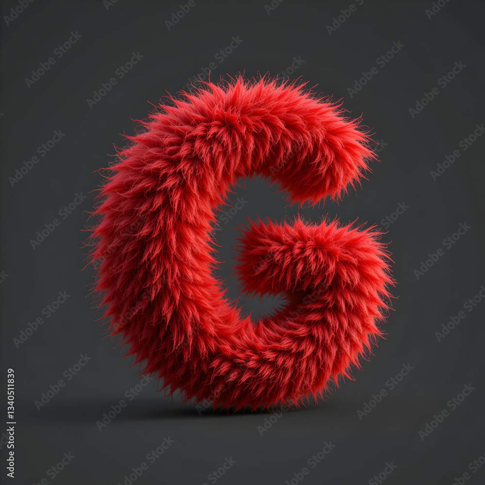 Fluffy Red G Letter 3D Fur Texture Fluffy Red G Letter 3D Fur Texture