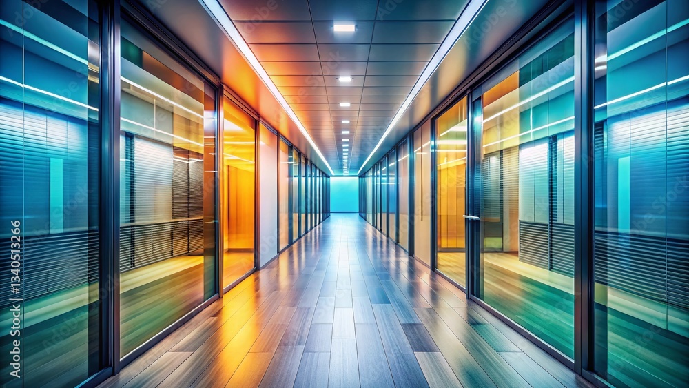 Fototapeta premium Modern Office Corridor: Blurred Background, Minimalist Design - Stock Photo