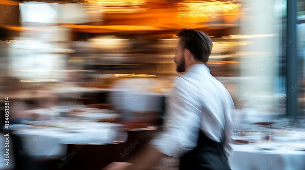 Blurred motion of waiter in busy restaurant. (2) Blurred motion of waiter in busy restaurant. (2)