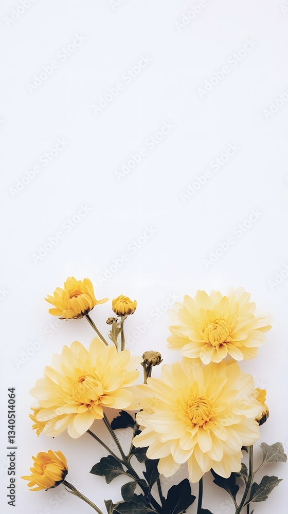 Obraz premium Yellow chrysanthemum on white background