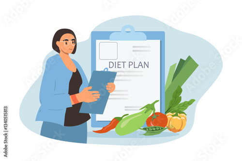 vector illustration in flat style. diet plan