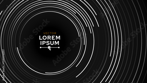 Circular Pattern Abstract Vector Background. Round Colorful Arcs Spiral Backdrop. Moving Circles. 3D Tunnel Depth Effect. Vector Illustration. Radial Speed Lines.