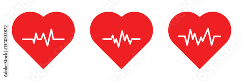 Set heart beat pulse icon sign vector illustration.