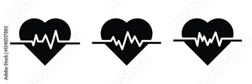 Set heart beat pulse icon sign vector illustration.