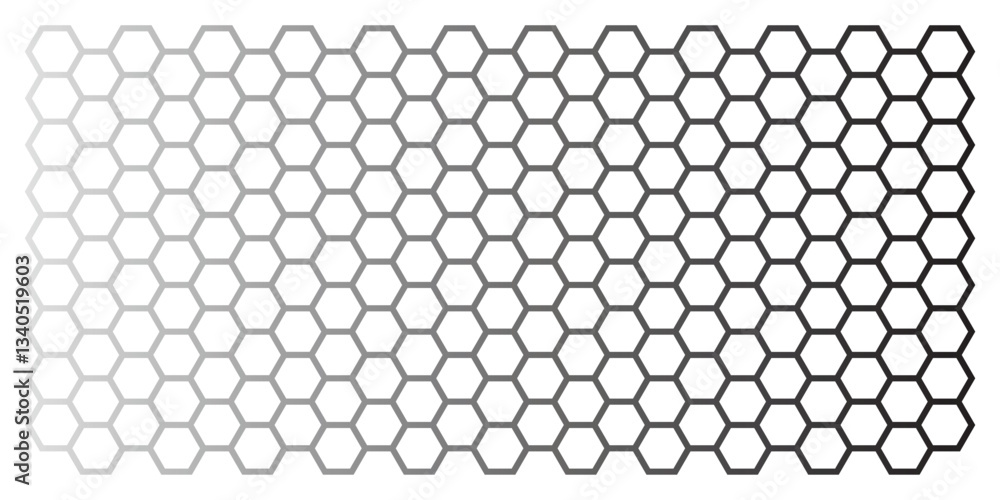 Geometric honeycomb pattern, black hexagon grid design isolated on white, abstract horizontal background. Geometric honeycomb pattern, black hexagon grid design isolated on white, abstract horizontal background.