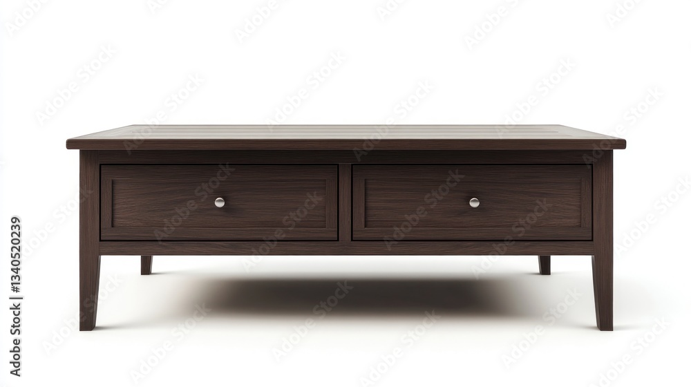 Dark brown wooden coffee table with two drawers Dark brown wooden coffee table with two drawers