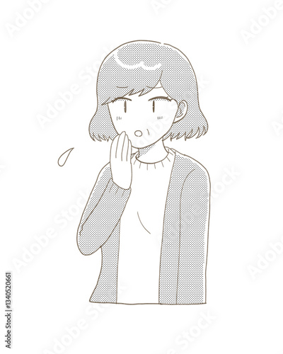 不安そうにしているミドルの女性