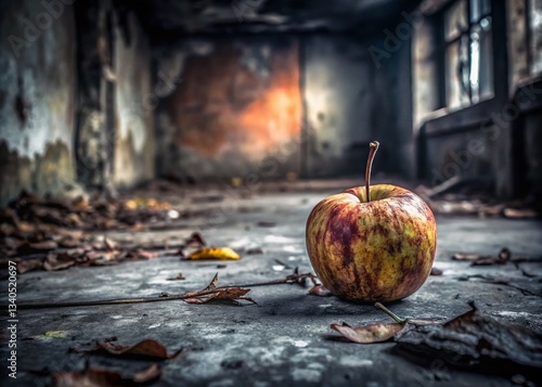 Monochromatic Still Life: Wilted Apple with Abstract Accents - Urban Decay Photography