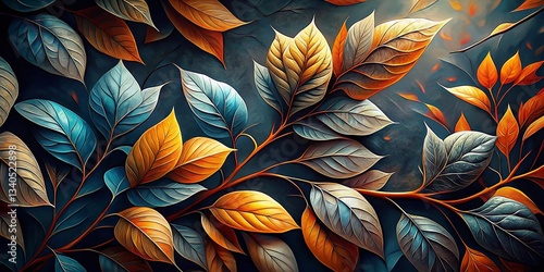 Wallpaper Mural Monochrome Leaf and Branch Painting, High-Detail Botanical Art Print, Black and White Nature Photography Torontodigital.ca