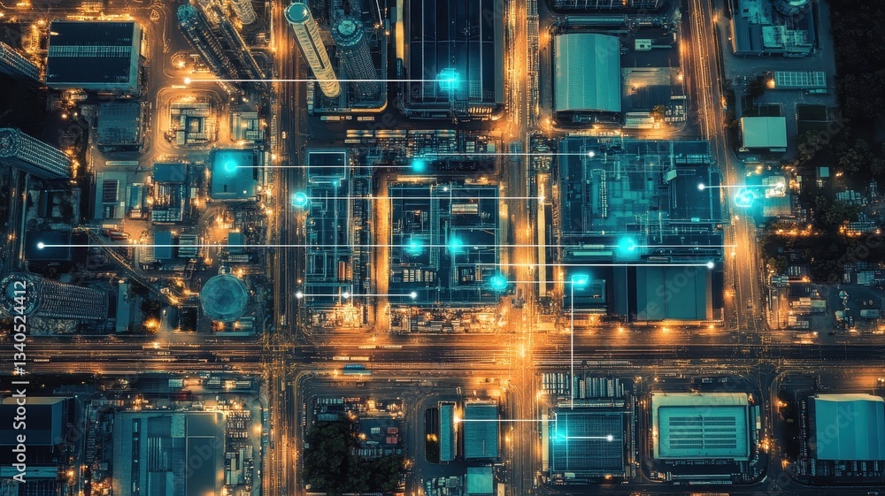 A bird's eye view of an AI-powered smart city showcasing futuristic architecture and vibrant urban life. A bird's eye view of an AI-powered smart city showcasing futuristic architecture and vibrant urban life.