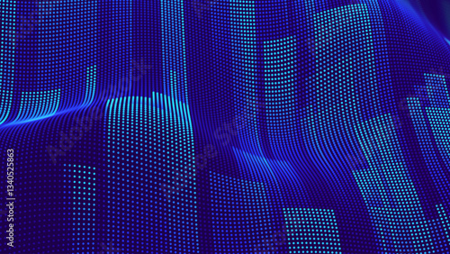 Digital Tech Background. Blue Glowing Pixel Dot Pattern. Abstract Neon Grid Wallpaper. Vector Modern Technology, Business, Science, Healthcare, Medicine and Presentation Design Background.
