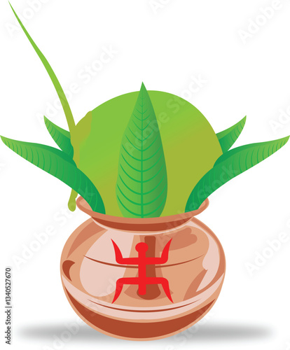  Kalash for Durga puja ,Wedding clip art of the Kalash for puja.