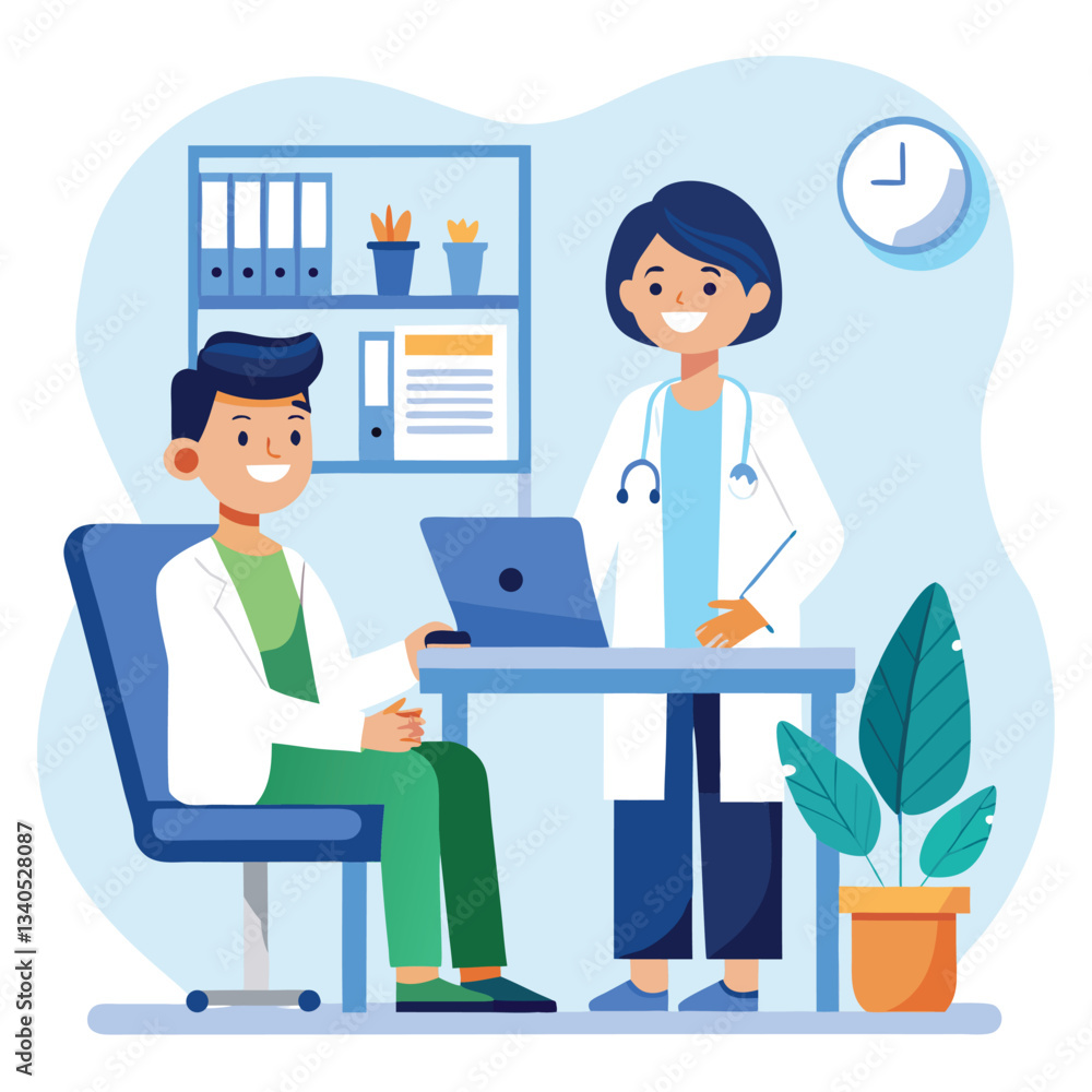 woman doctor doing discuss with the young sick patient. woman doctor doing discuss with the young sick patient.
