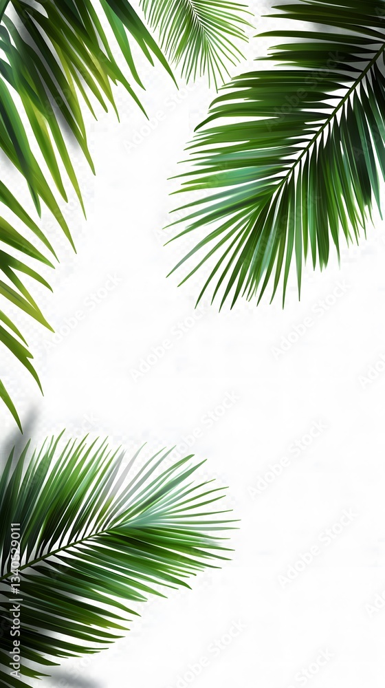 Naklejka premium 1. Realistic palm leaf shadows cast on a transparent background, creating a tropical summer vibe