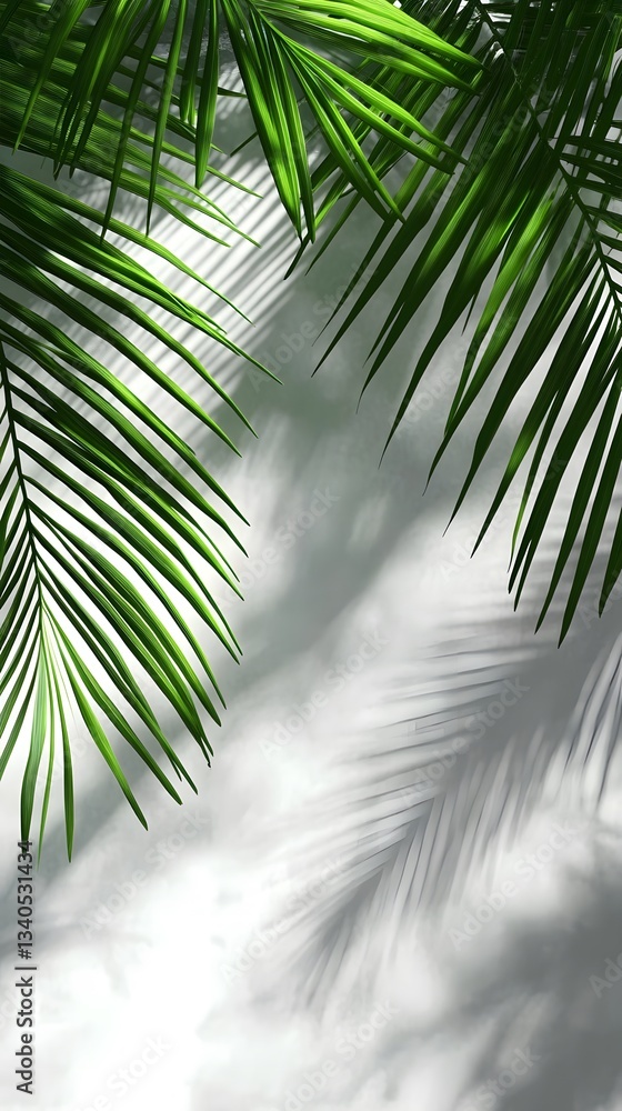 Fototapeta premium 17. Coconut palm leaf shadows creating a natural silhouette effect on a transparent backdrop