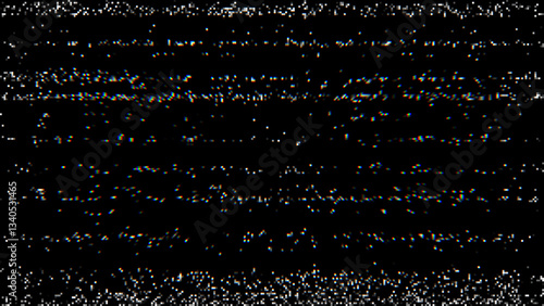 CRT CCTV or VHS Video White Noise Background. Scanlines Vibration Glitch. Video Damage Overlay Texture. Nostalgic Vintage 80s 90s Surveillance Technology Vector Illustration.