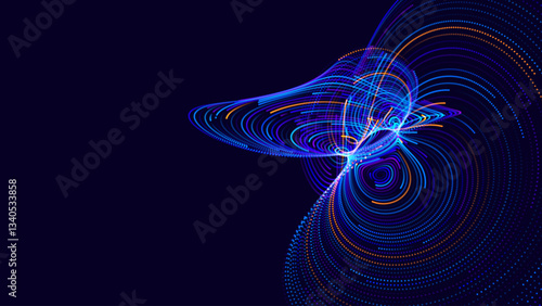 Digital Big Data Flow Vector Background. Big Data Technology Lines. Abstract Science Technology Illustration. Big Data Neural Network Background Concept. AI Visualization Concept. Vector.
