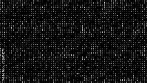 Abstract Matrix Binary Stream Code. Black Binary Code Matrix. 0 and 1 Numbers Wallpaper. Computer Science Bg. Graphic Data Decryption Algorithm Coding Hacker Concept. Vector Illustration.