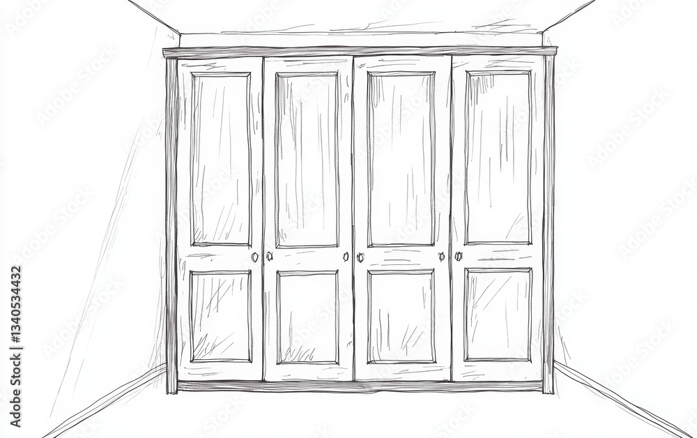 Wardrobe design featuring four doors against a minimalist background in a modern interior space Wardrobe design featuring four doors against a minimalist background in a modern interior space