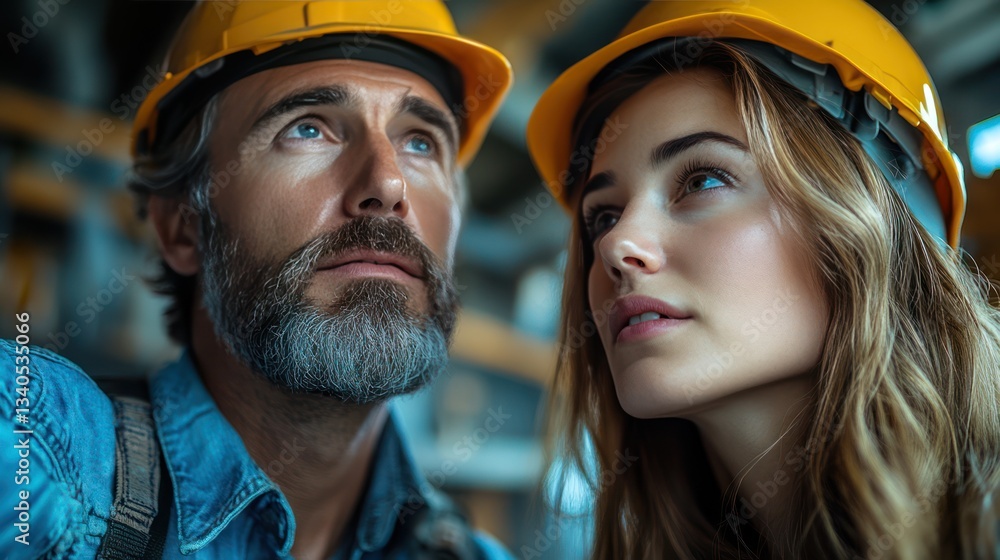 Skilled worker discussing changes with homeowner in light living room at home Skilled worker discussing changes with homeowner in light living room at home
