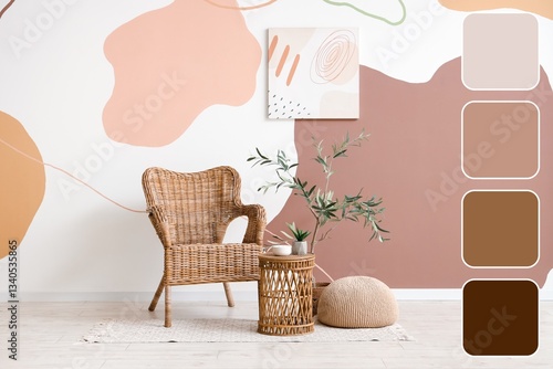 Wicker table with houseplan...
