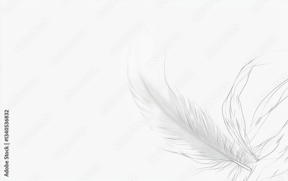 Delicate feather on a simple background showcasing nature's elegant details and soft textures in a minimalist composition Delicate feather on a simple background showcasing nature's elegant details and soft textures in a minimalist composition