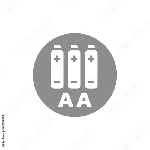 Three aa battery label. 3 batteries vector icon or sticker.