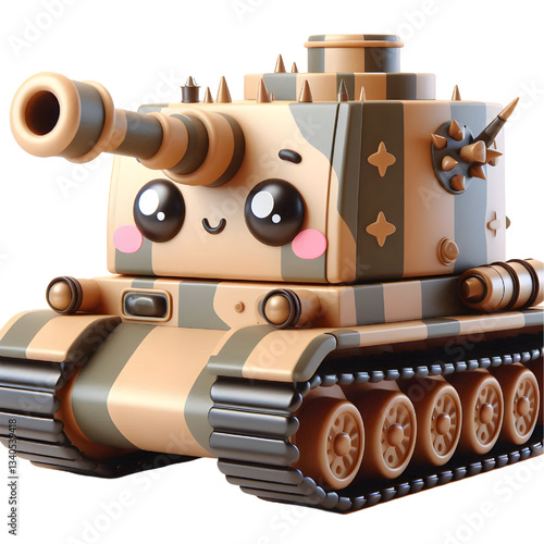 Cute 3d tank isolated on white background