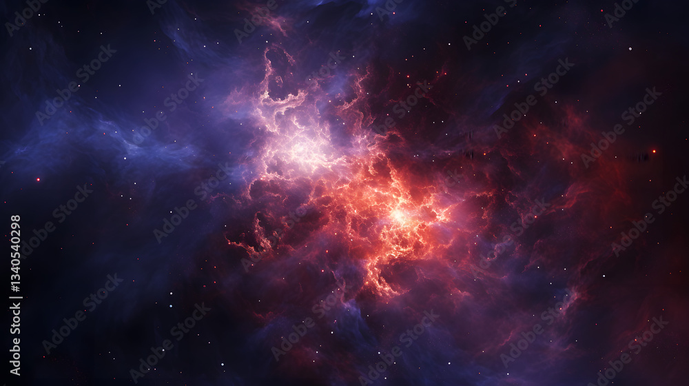 Obraz premium Glorious nebula in space showcasing swirling cosmic dust and stars with a luminous display of colors against the dark backdrop of the universe.