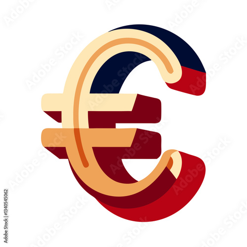 Large euro sign with 3D design