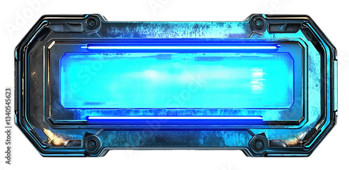 Futuristic LED Display Module: Cyber Tech Interface with Blue Neon Glow