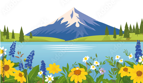 mountain landscape with lake