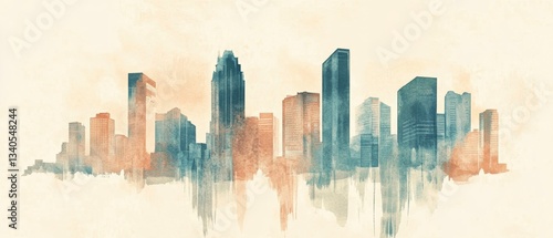 mid-century city skyline with retro charm