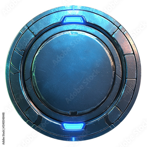 Futuristic 3D Technology Interface: Glowing Blue LED Circular Design on Digital Control Panel